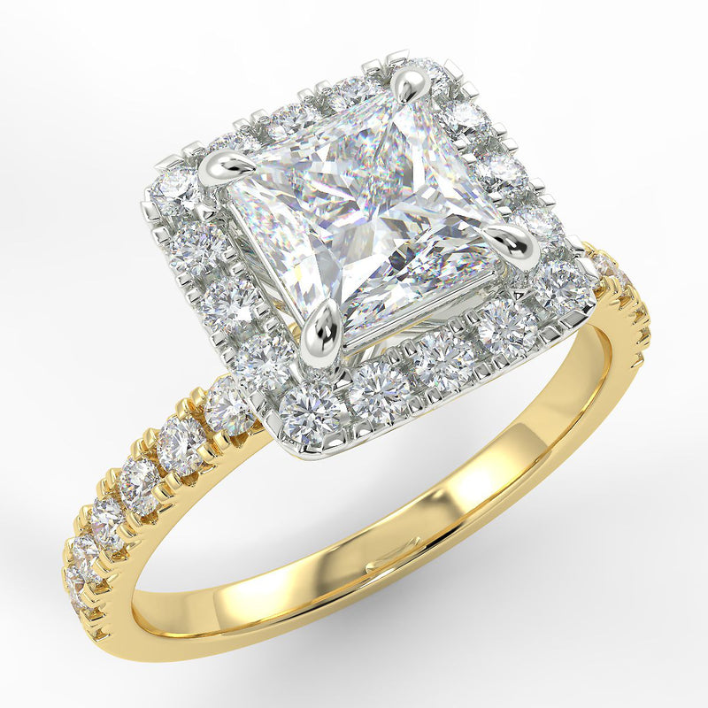 Eco 4 Princess Cut Halo Diamond Ring