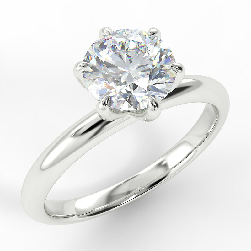 18ct White Gold Eco 4 Round Brilliant Cut Solitaire Diamond Ring with 1.00-CARAT Round DIAMOND