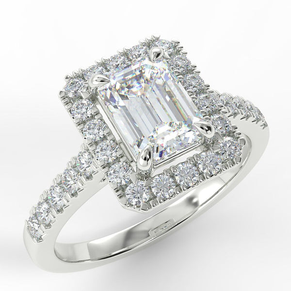 Eco 5 Emerald Cut Halo Diamond Ring