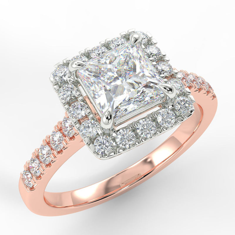 Eco 5 Princess Cut Halo Diamond Ring