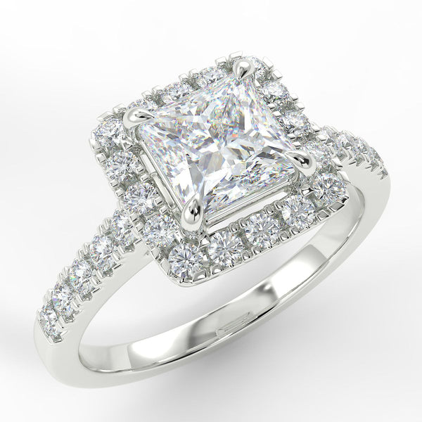 Eco 5 Princess Cut Halo Diamond Ring