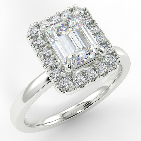 Eco 6 Emerald Cut Halo Diamond Ring