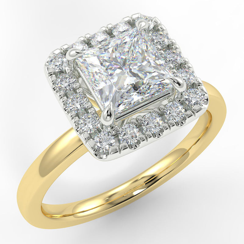 Eco 6 Princess Cut Halo Diamond Ring
