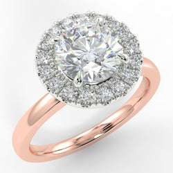 18ct Rose Gold Eco 6 Round Brilliant Cut Halo Diamond Ring with 1.70-CARAT Round DIAMOND
