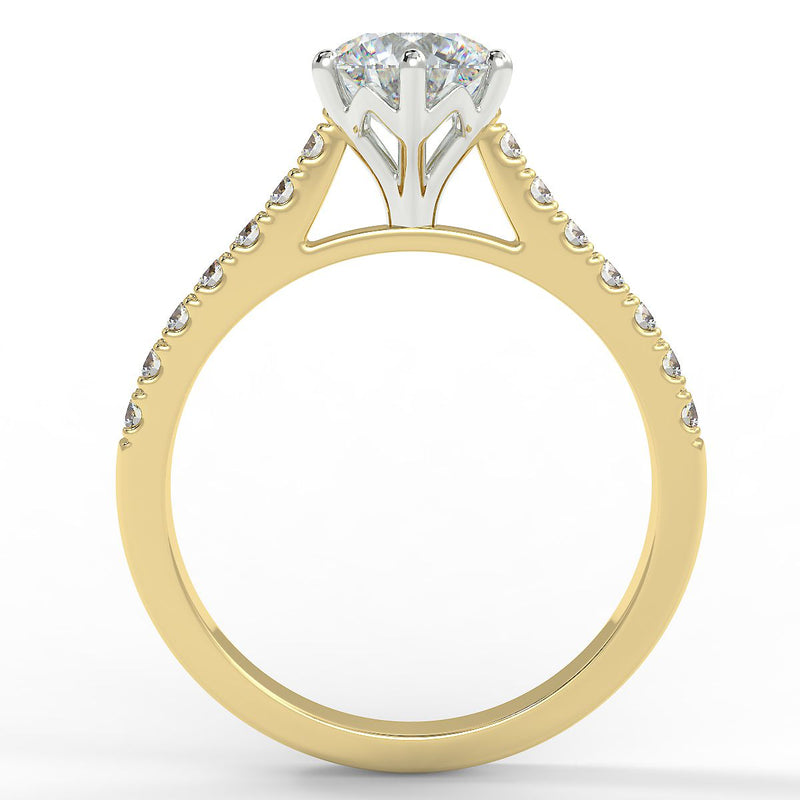 Eco 8 Round Brilliant Cut Side Diamond Ring