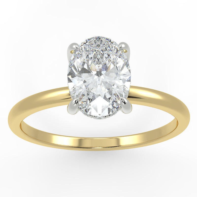 18ct Yellow Gold Eco 7 Oval Cut Hidden Halo Solitaire Diamond Ring with 2.26-CARAT Oval DIAMOND