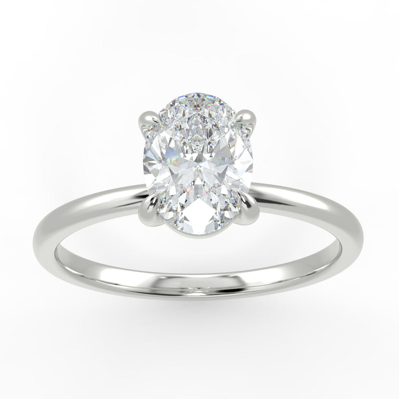 18ct White Gold Eco 6 Oval Cut Solitaire Diamond Ring with 2.19-CARAT Oval DIAMOND