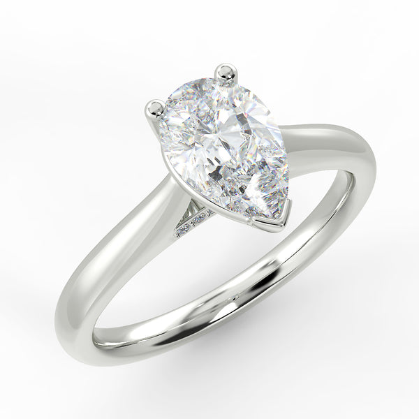 Eco 2 Pear Cut Solitaire Diamond Ring