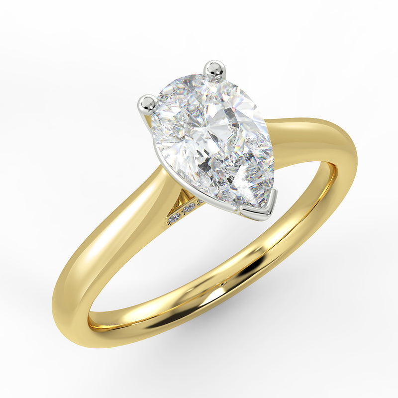Eco 2 Pear Cut Solitaire Diamond Ring
