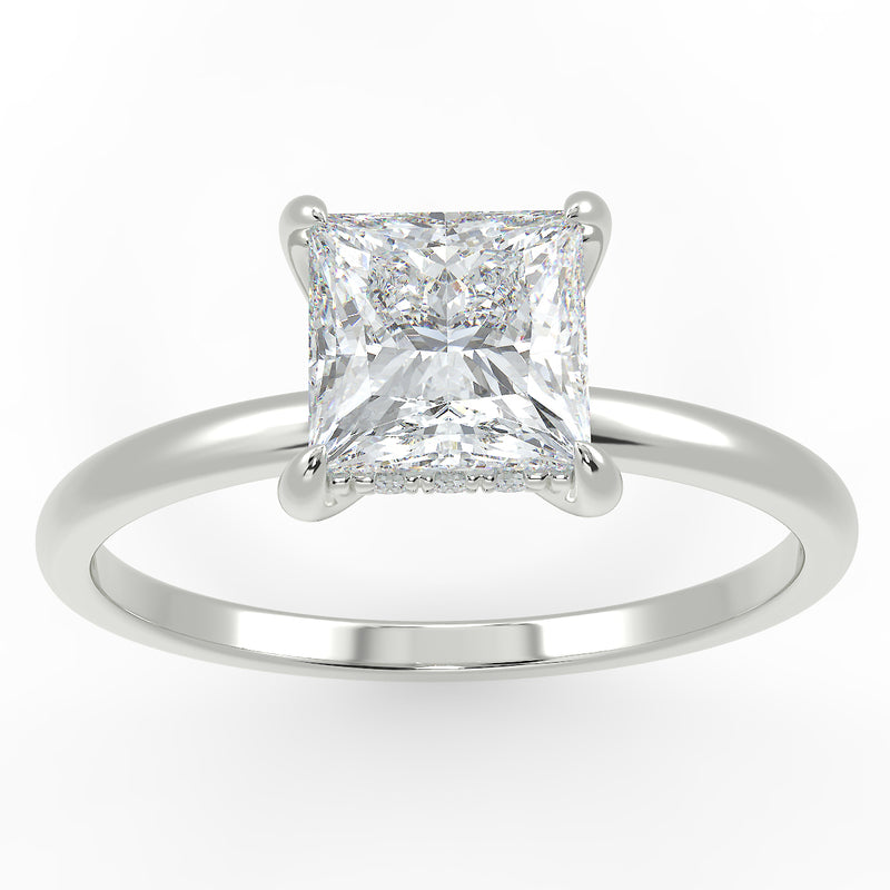 Eco 9 Princess Cut Hidden Halo Solitaire Diamond Ring
