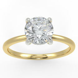 18ct Yellow Gold Eco 18 Round Brilliant Cut Hidden Halo Solitaire Diamond Ring with 2.57-Carat Round Shape Lab Grown Diamond