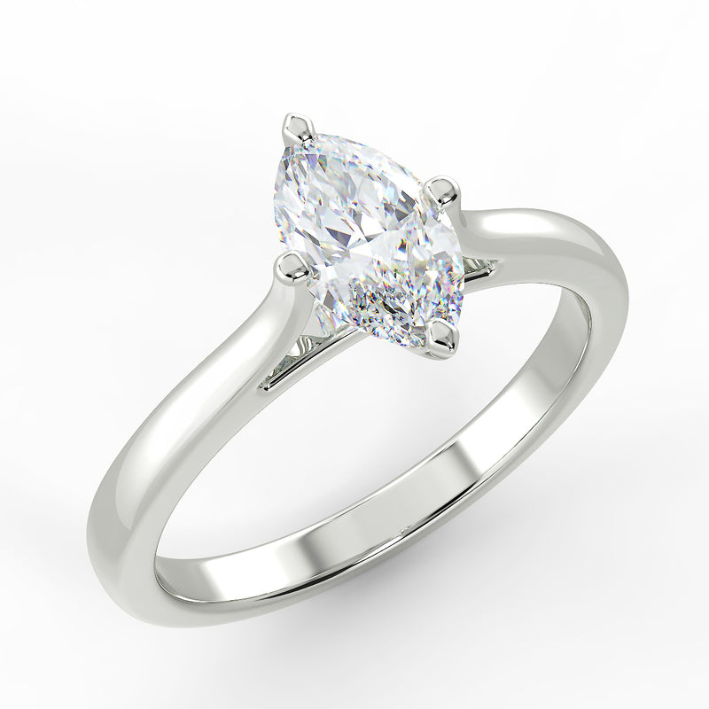 Eco 2 Marquise Cut Diamond Solitaire Ring
