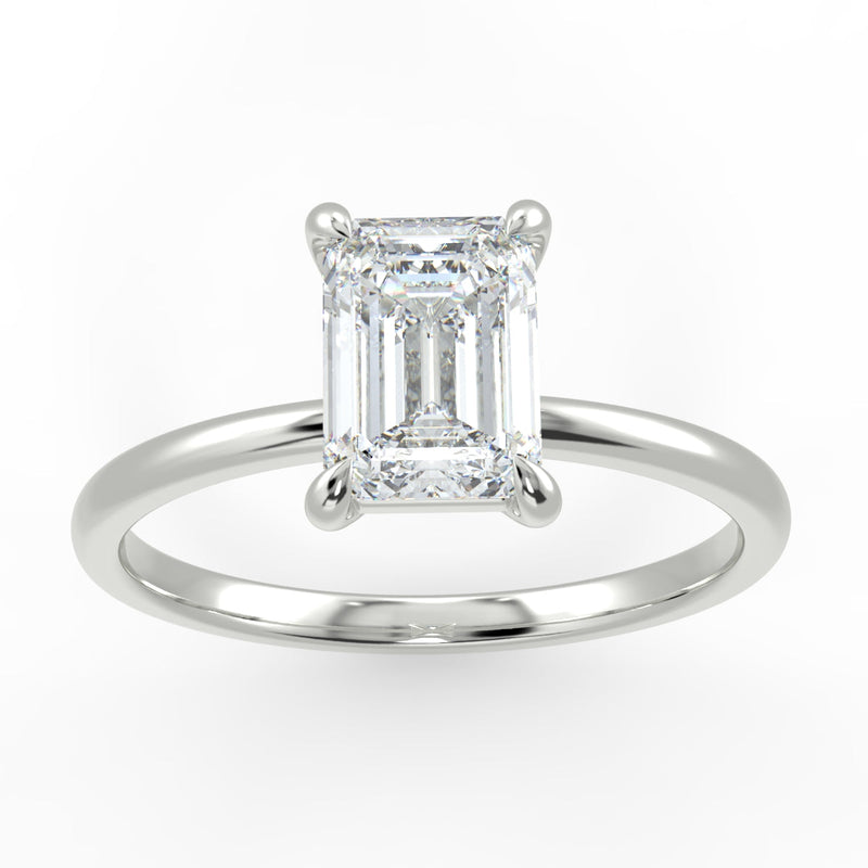 Eco 7 Emerald Cut Solitaire Diamond Ring with 2.33-CARAT Emerald DIAMOND